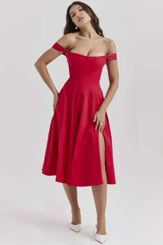 Robe d&rsquo;Été midi Saira Scarlet