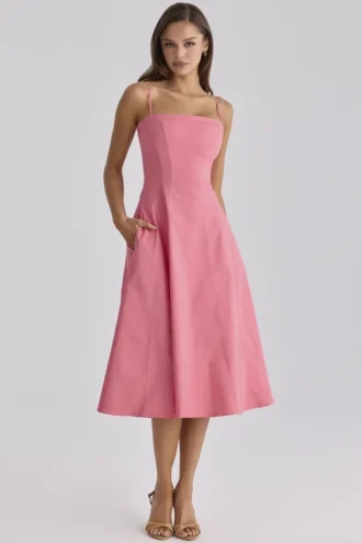 Robe d&rsquo;Été évasée en coton Dolly Raspberry