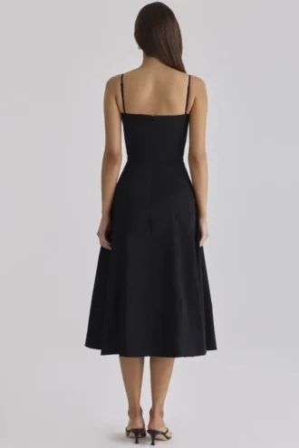 Robe d&rsquo;Été évasée en coton noir « Dolly »