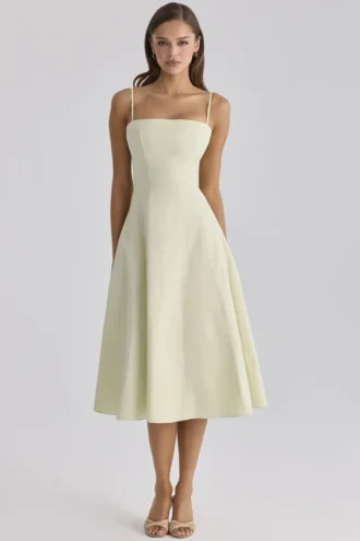Robe d&rsquo;Été évasée en coton vert matcha « Dolly »