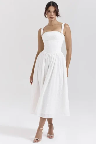 Robe d&rsquo;Été Vivien blanche en broderie anglaise