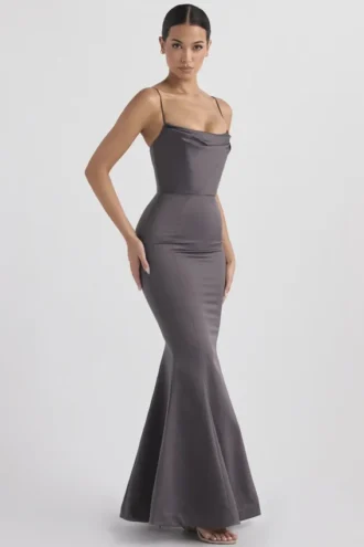 Robe de Soirée longue en satin « Violette Shadow »