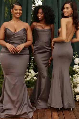 Robe de Soirée longue en satin « Violette Shadow »