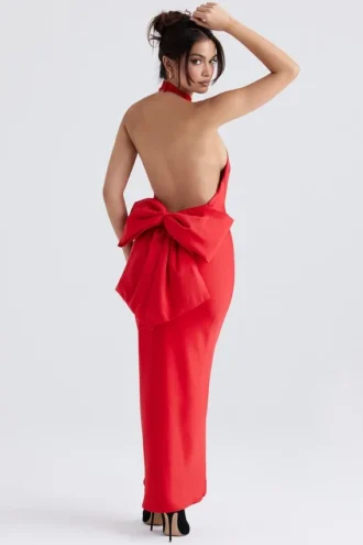 Robe dos nu à nœuds rouges Ilaria