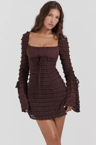 Robe en dentelle Marisa Espresso