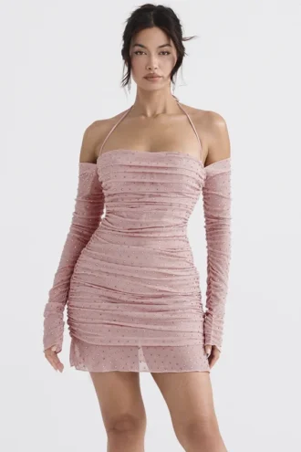 Robe Estella rose pâle à cristaux