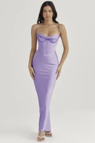 Robe longue corset « Charmaine » lavande