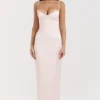 Robe longue corset « Stefania » couleur pêche