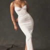 Robe longue corset « Stefania » couleur pêche