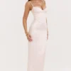 Robe longue corset « Stefania » couleur pêche