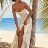 Robe longue à dos en dentelle florale crème Seren Vintage