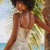 Robe longue à dos en dentelle florale crème Seren Vintage