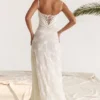 Robe longue à dos en dentelle florale crème Seren Vintage