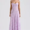 Robe longue à dos en dentelle florale Seren Orchid