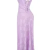 Robe longue à dos en dentelle florale Seren Orchid