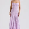 Robe longue à dos en dentelle florale Seren Orchid
