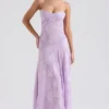 Robe longue à dos en dentelle florale Seren Orchid
