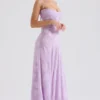 Robe longue à dos en dentelle florale Seren Orchid