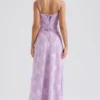 Robe longue à dos en dentelle florale Seren Orchid