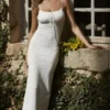 Robe longue en maille blanche Myla
