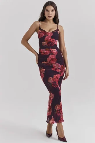 Robe longue à fleurs romantique Nalini