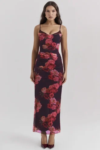 Robe longue à fleurs romantique Nalini