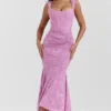 Robe longue à fleurs rose « Cesca »