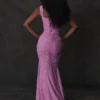 Robe longue à fleurs rose « Cesca »