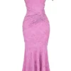 Robe longue à fleurs rose « Cesca »
