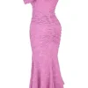 Robe longue à fleurs rose « Cesca »