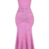 Robe longue à fleurs rose « Cesca »