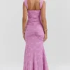Robe longue à fleurs rose « Cesca »