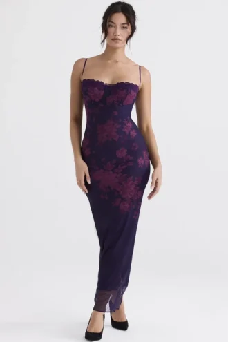 Robe longue à imprimé floral Aiza Grape