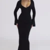 Robe longue à manches flûte Mila noire