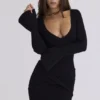 Robe longue à manches flûte Mila noire
