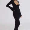 Robe longue à manches flûte Mila noire