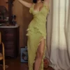 Robe longue à volants Pixie Lime