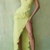 Robe longue à volants Pixie Lime