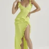 Robe longue à volants Pixie Lime
