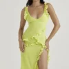 Robe longue à volants Pixie Lime