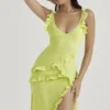 Robe longue à volants Pixie Lime