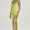 Robe longue à volants Pixie Lime