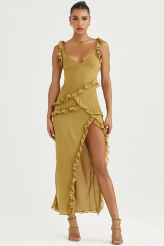 Robe longue à volants Pixie Olive