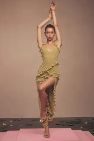 Robe longue à volants Pixie Olive