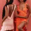 Robe longue à volants Pixie orange flamme