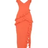 Robe longue à volants Pixie orange flamme