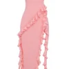 Robe longue à volants Sarina couleur abricot