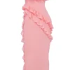 Robe longue à volants Sarina couleur abricot