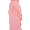 Robe longue à volants Sarina couleur abricot