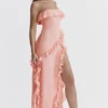 Robe longue à volants Sarina couleur abricot